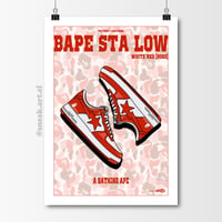 Image 2 of Sneaker Poster Bapesta Low “White Red” (2023) Hypebeast Print