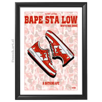 Image 4 of Sneaker Poster Bapesta Low “White Red” (2023) Hypebeast Print