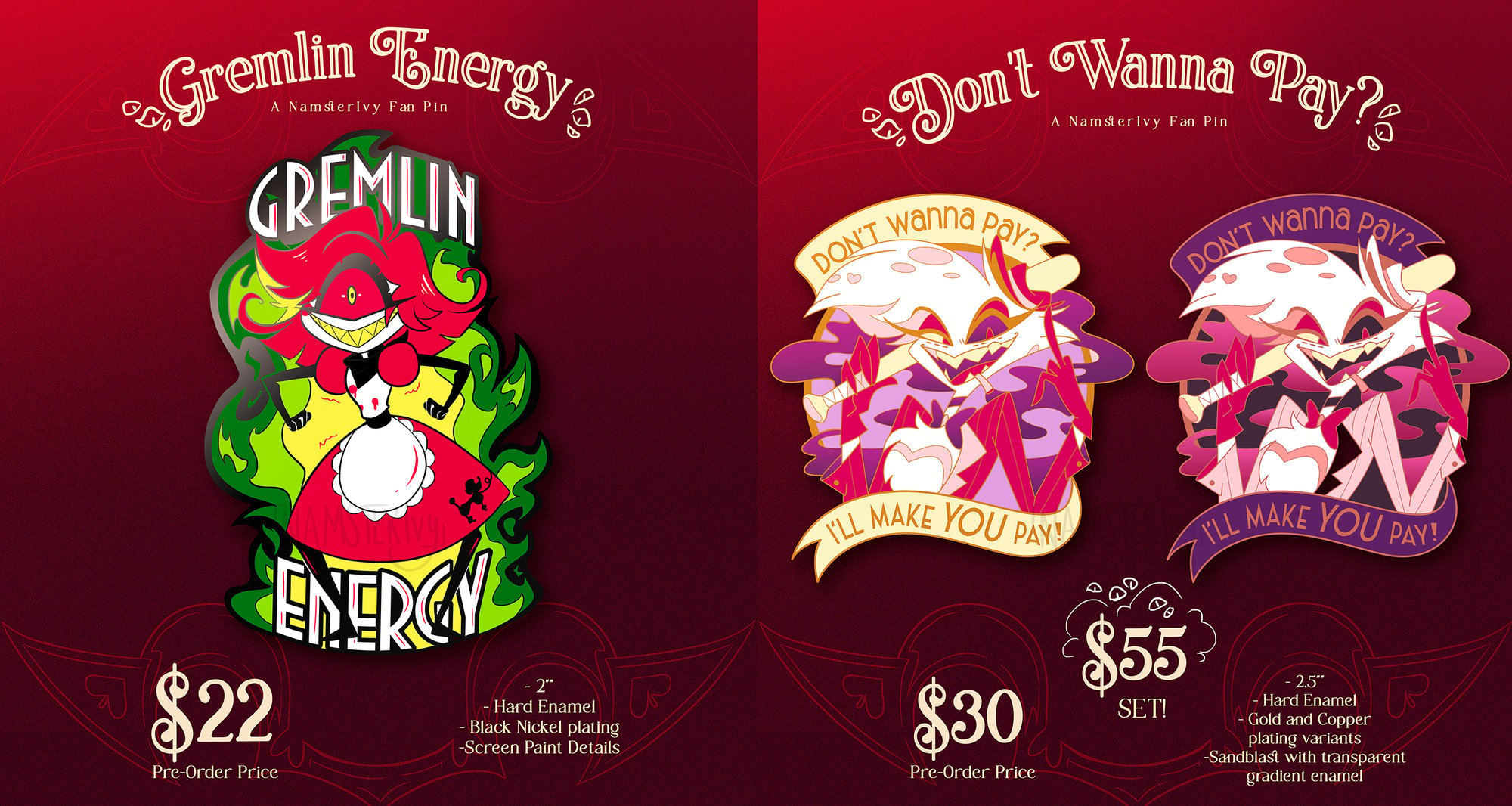 SHOWTIME!!! PRE-ORDERS! - A Hazbin Hotel Fan Pin Collection! | NamsterIvy  Art & Store