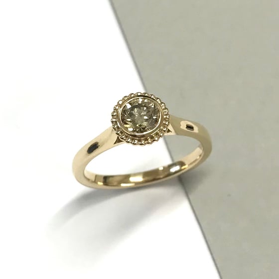Image of Beaded bezel yellow diamond ring