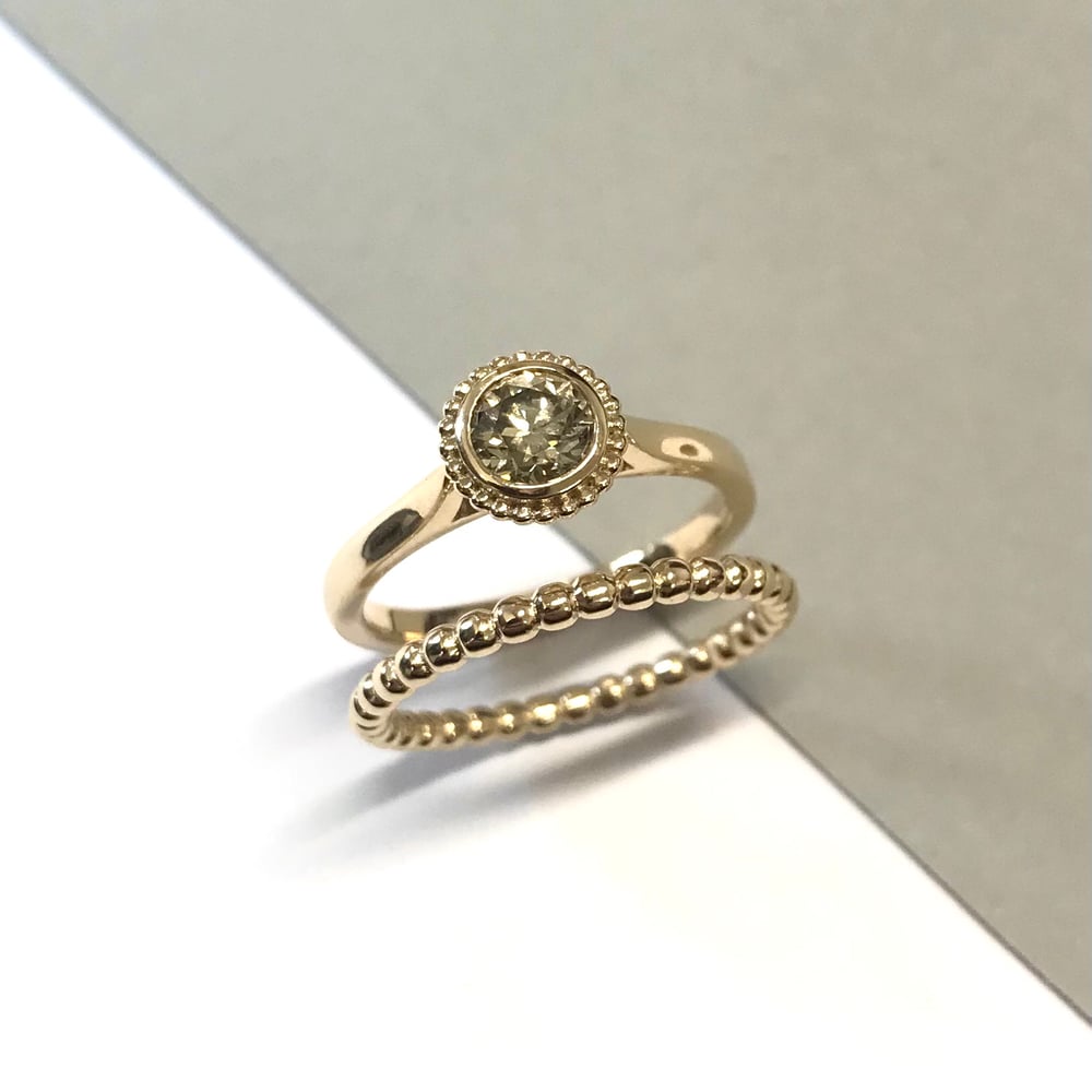 Image of Beaded bezel yellow diamond ring