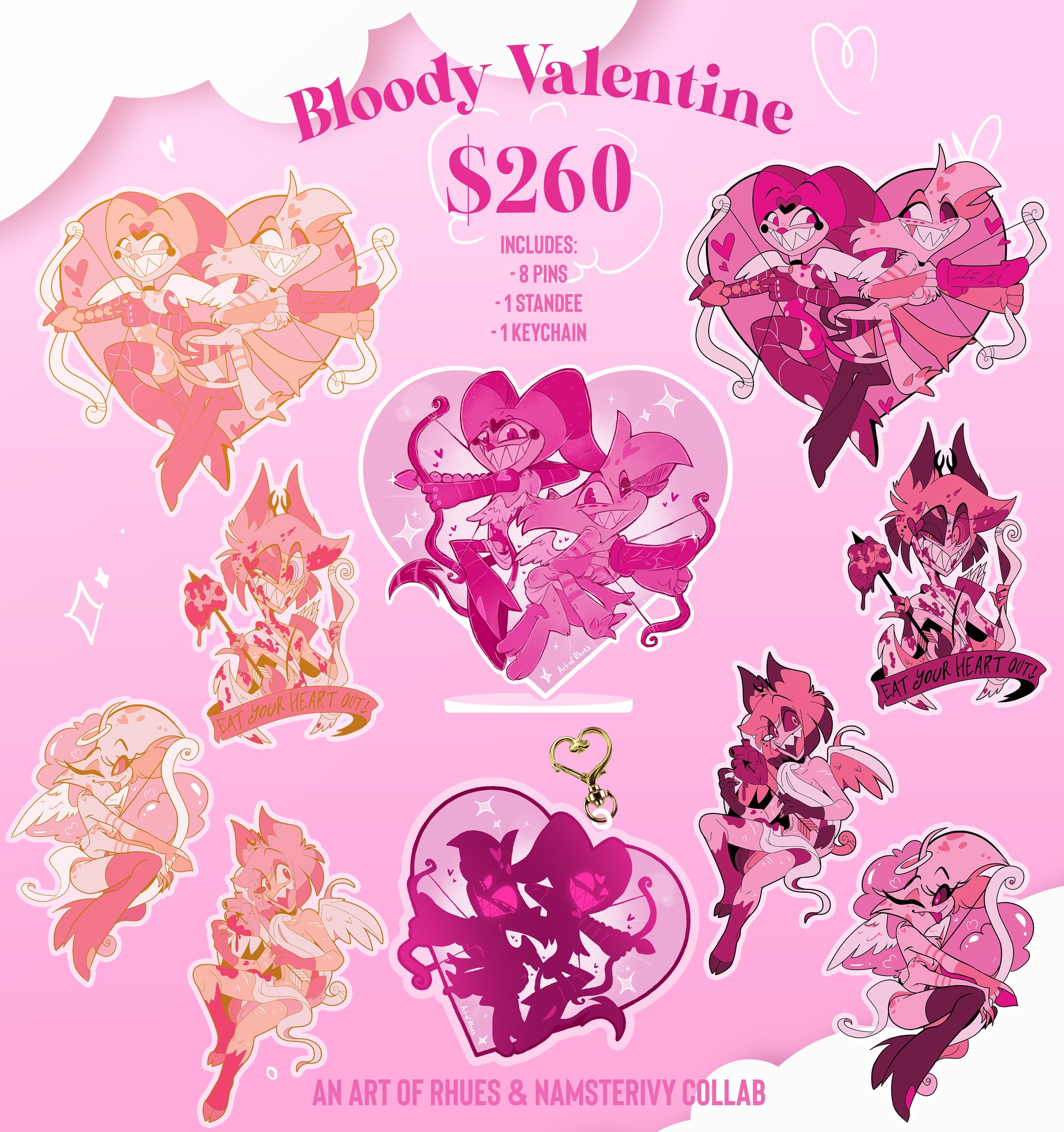 Bloody Valentine! - PRE-ORDER! - A Hazbin Hotel Fan Pin Collection! |  NamsterIvy Art & Store