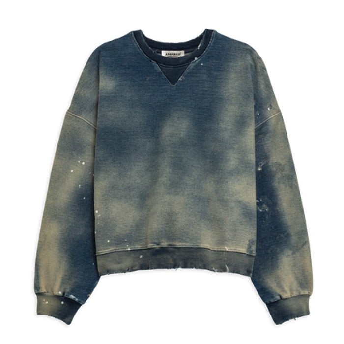 Image of A PAPER KID DENIM WASHED EFFECT CREWNECK SWEATSHIRT