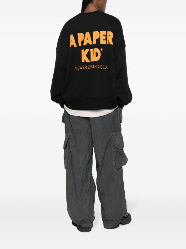Image of A PAPER KID OVERSIZE PRINTED CREWNECK BLACK