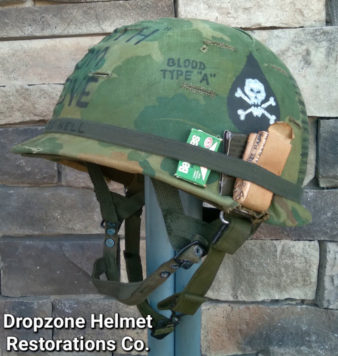 Vietnam M1C Helmets Airborne, Dropzone Helmet Restorations Co.