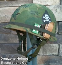 Image 1 of Vietnam M-1C Helmet & Paratrooper liner Mitchell Camo Cover DEATH FROM ABOVE A Shua Valley.