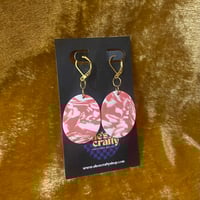 white & orange marbled oval dangles