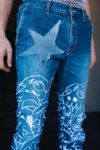 Image 5 of HAND MADE EMBROIDERED ODARO COLLECTON 501 LEVI DENIM JEANS