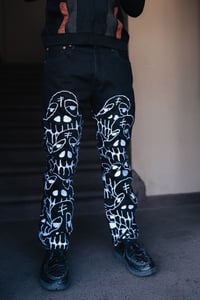 Image 3 of HAND MADE EMBROIDERED ODARO COLLECTION 501 LEVI DENIM JEANS