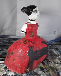 Image 2 of Scruffy Little Herbert + Paine Proffitt ceramic collaboration - Red Dress Black Wolf