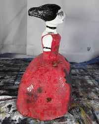 Image 3 of Scruffy Little Herbert + Paine Proffitt ceramic collaboration - Red Dress Black Wolf