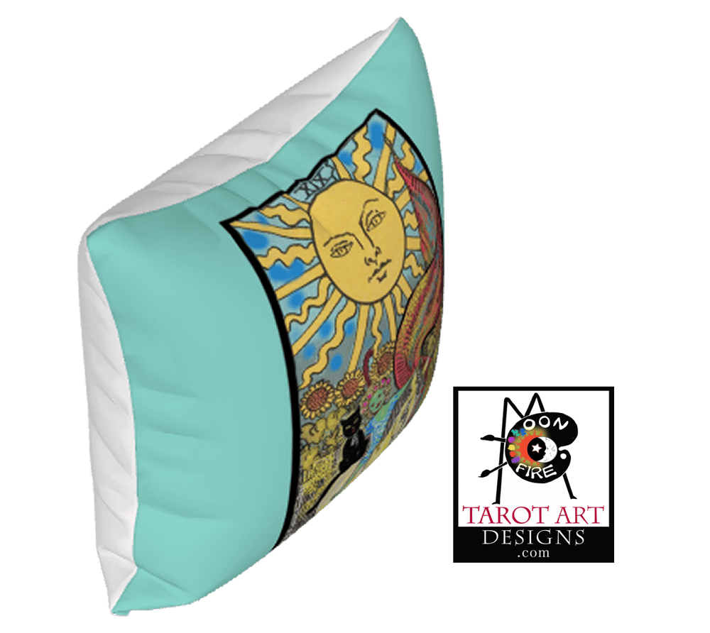 'Sun Cat' Tarot 18" Velveteen Pillow Cover