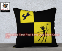 Image 2 of Moonfire Tarot 'Fool and Their Dog' 18" Yellow Velveteen Pillow Cover