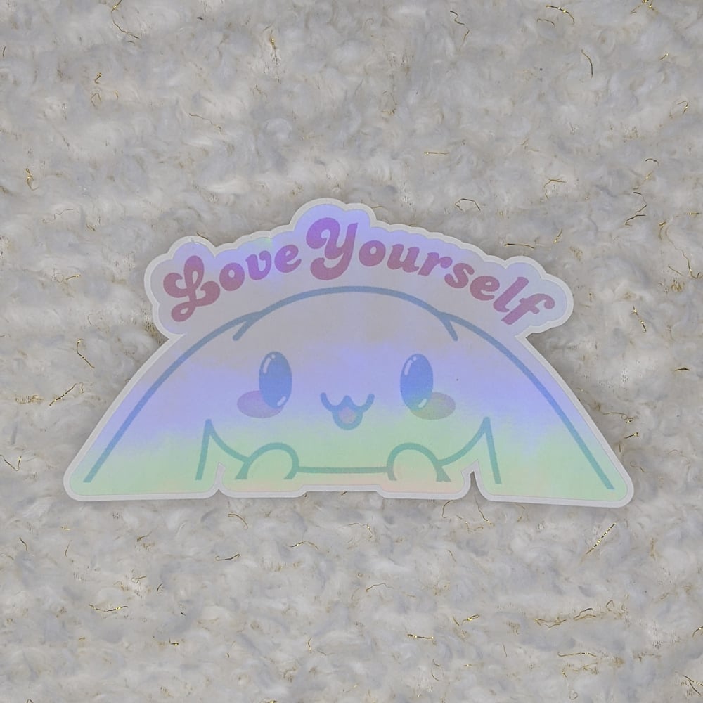 Image of "Love Yourself" Holographic Cinna Peeker Sticker