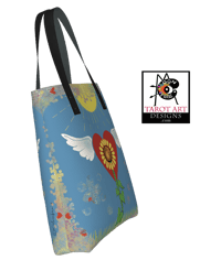 Image 2 of 'Sunflower Wand-Ace of Hearts' Blue Tote Bag