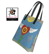 Image 3 of 'Sunflower Wand-Ace of Hearts' Blue Tote Bag