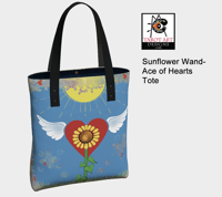 Image 1 of 'Sunflower Wand-Ace of Hearts' Blue Tote Bag