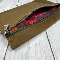 Image 1 of Front Zipper Waxed Canvas Utility Pouch