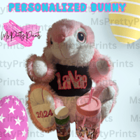 Image 1 of Easter 2024 Basket Fillers/Pink Personalized Bunny