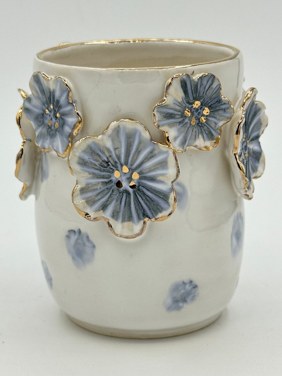 Image of Sapphire Blue Floral Vase (bud)