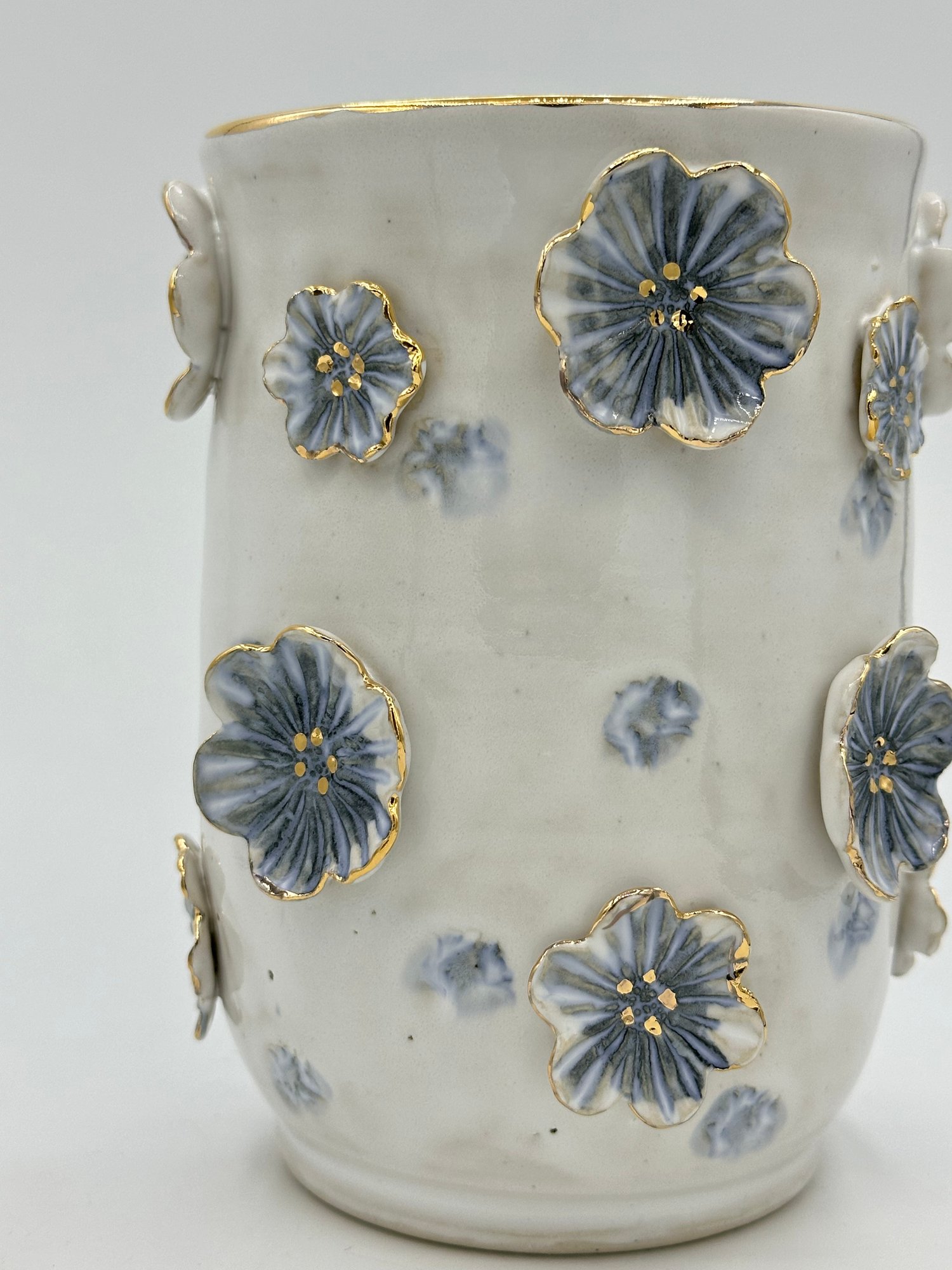 Image of Sapphire Blue Floral Vase (Large)