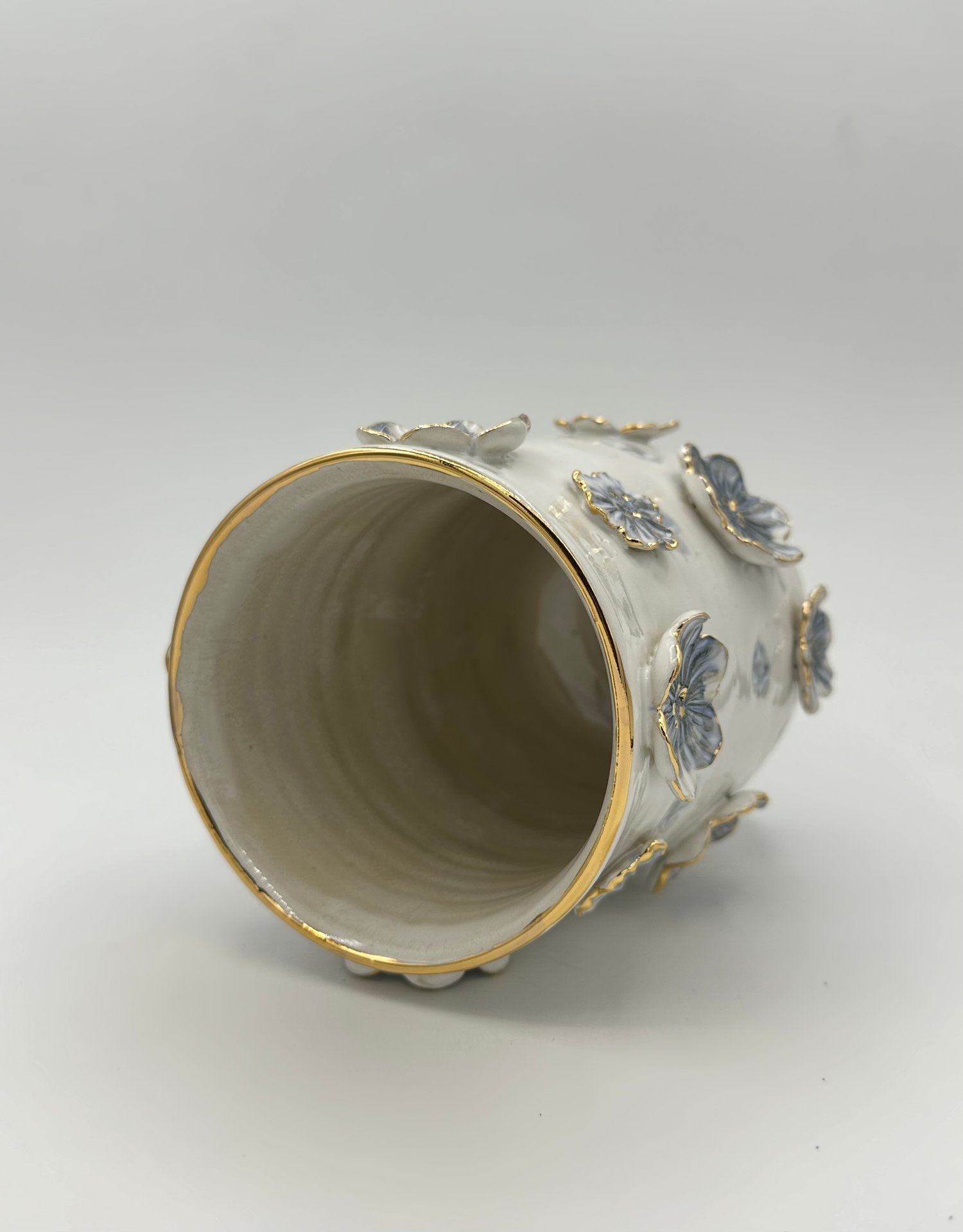Image of Sapphire Blue Floral Vase (Large)
