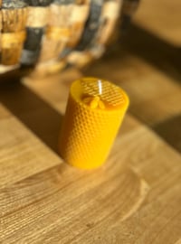 Image 2 of Round honeycomb pillar candle pure beeswax (4.5 oz)