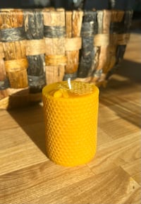 Image 3 of Round honeycomb pillar candle pure beeswax (4.5 oz)