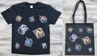 Image 1 of Kawaii Unicorns Graphic Tee and Tote Bag Set - Unique and Playful Design