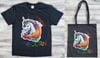 Rainbow Unicorn Graphic T-Shirt and Tote Bag Set - Kawaii Rainbow Unicorn Design
