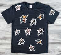 Image 1 of Abstract Stars T-Shirt - Set of 4 Unique Star Designs Placed Randomly on Tee - Front and Back Print