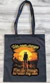 Lone Wanderer and Dogmeat Tote Bag - War Never Changes Design - Fallout Fan Gift