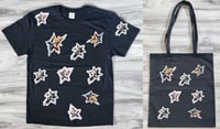 Image 1 of Abstract Stars T-Shirt and Tote Bag Set - 4 Unique Star Design - Randomized Print