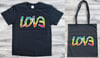 Rainbow Love Design T-Shirt and Tote Bag Set - Vibrant and Stylish Graphic Tee and Shoulder Bag