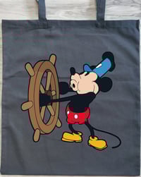 Image 2 of Steamboat Willie Tote Bag - A 1928 Mickey Design Tote, B/W and Color Design