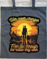Image 2 of Lone Wanderer and Dogmeat Tote Bag - War Never Changes Design - Fallout Fan Gift