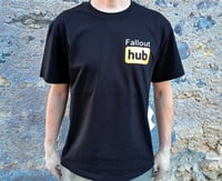 Image 3 of Fallout Hub Logo T-shirt - Fallout Fan Page Tee - Original Design, Front and Back