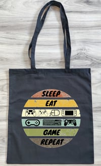 Image 3 of Sleep Eat Game Repeat T-Shirt and Tote Bag Set - Epic Gaming Design