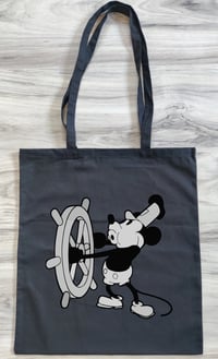 Image 3 of Steamboat Willie Tote Bag - A 1928 Mickey Design Tote, B/W and Color Design