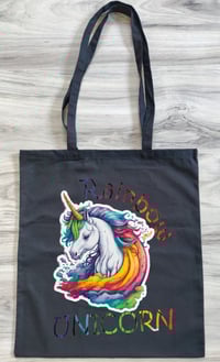 Image 3 of Rainbow Unicorn Graphic T-Shirt and Tote Bag Set - Kawaii Rainbow Unicorn Design