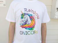 Image 4 of Rainbow Unicorn Graphic T-Shirt and Tote Bag Set - Kawaii Rainbow Unicorn Design