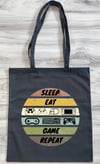 Sleep Eat Game Repeat Tote Bag - Epic Gaming Design - Unisex Gaming Shoulder Bag - Gamer Gift
