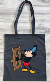 Image 5 of Steamboat Willie T-shirt and Tote Bag - A 1928 Mickey Design Tee and Tote Set, B/W and Color Design