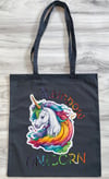 Rainbow Unicorn Tote Bag - Original Design - Unisex Kawaii Shoulder Bag - Various Colors