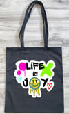 Life is Joy Tote Bag - Inspirational Graphic Tote - Eco-friendly Shopping Bag