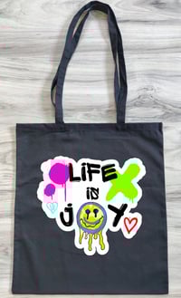 Image 1 of Life is Joy Tote Bag - Inspirational Graphic Tote - Eco-friendly Shopping Bag