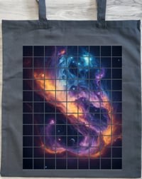 Image 3 of Galaxy Grid T-Shirt and Tote Bag Set - Cosmic Vibes, Unique Cut-Out Design