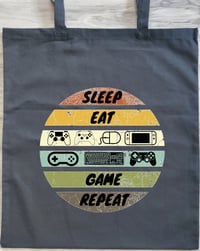 Image 2 of Sleep Eat Game Repeat Tote Bag - Epic Gaming Design - Unisex Gaming Shoulder Bag - Gamer Gift