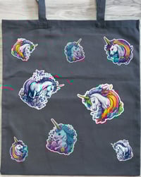 Image 2 of Kawaii Unicorns Tote Bag - Originally Designed Unicorns - Randomized - Front and Back Print