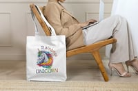 Image 3 of Rainbow Unicorn Tote Bag - Original Design - Unisex Kawaii Shoulder Bag - Various Colors